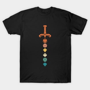 80s Colors Retro Polyhedral Dice Sword T-Shirt